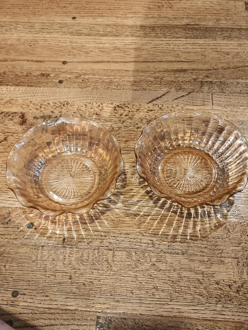 Pink Bowl Depression Glass Wavy Ruffled Edge Anchor Hocking 1930's Set of 2